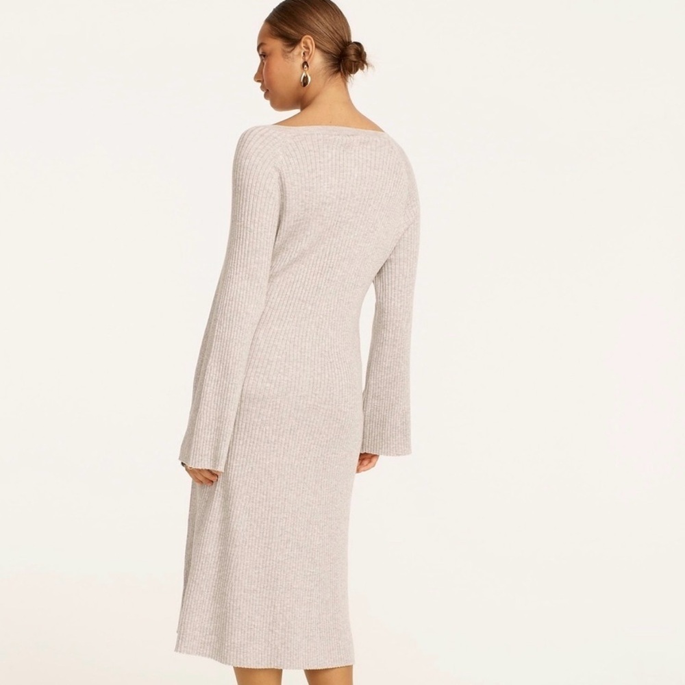 đź©¶ NWT J.Crew Gray Ribbed Silk Blend Sweater Dress Medium - Picture 2 of 11